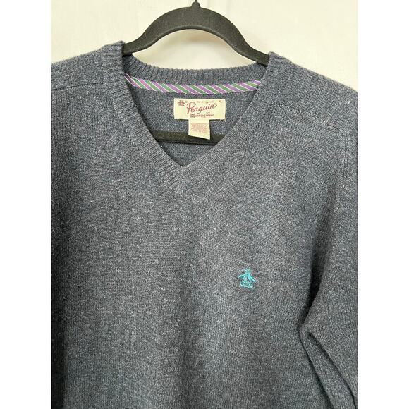 Men's 100% Lambswool Sweater, Penguin by Munsingwear, XL, Navy, Vneck - Picture 4 of 9